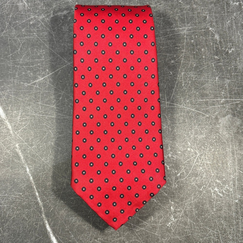 Mens Tie | Brooks Brothers Silk Tie |‎ Vintage | Red Black Medallion Geometric